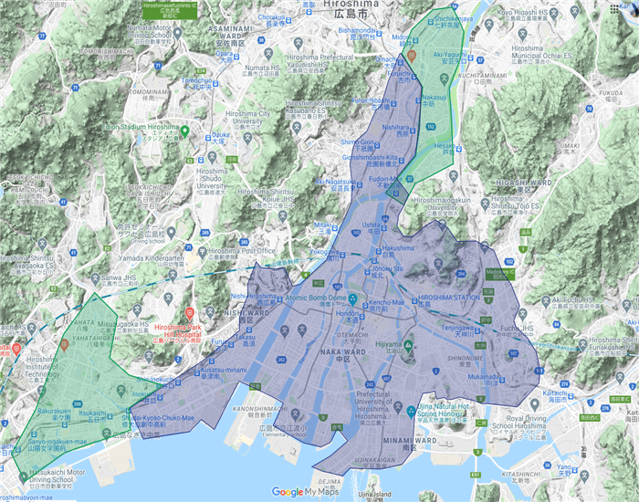 Uber Eats（ウーバーイーツ）広島のエリア