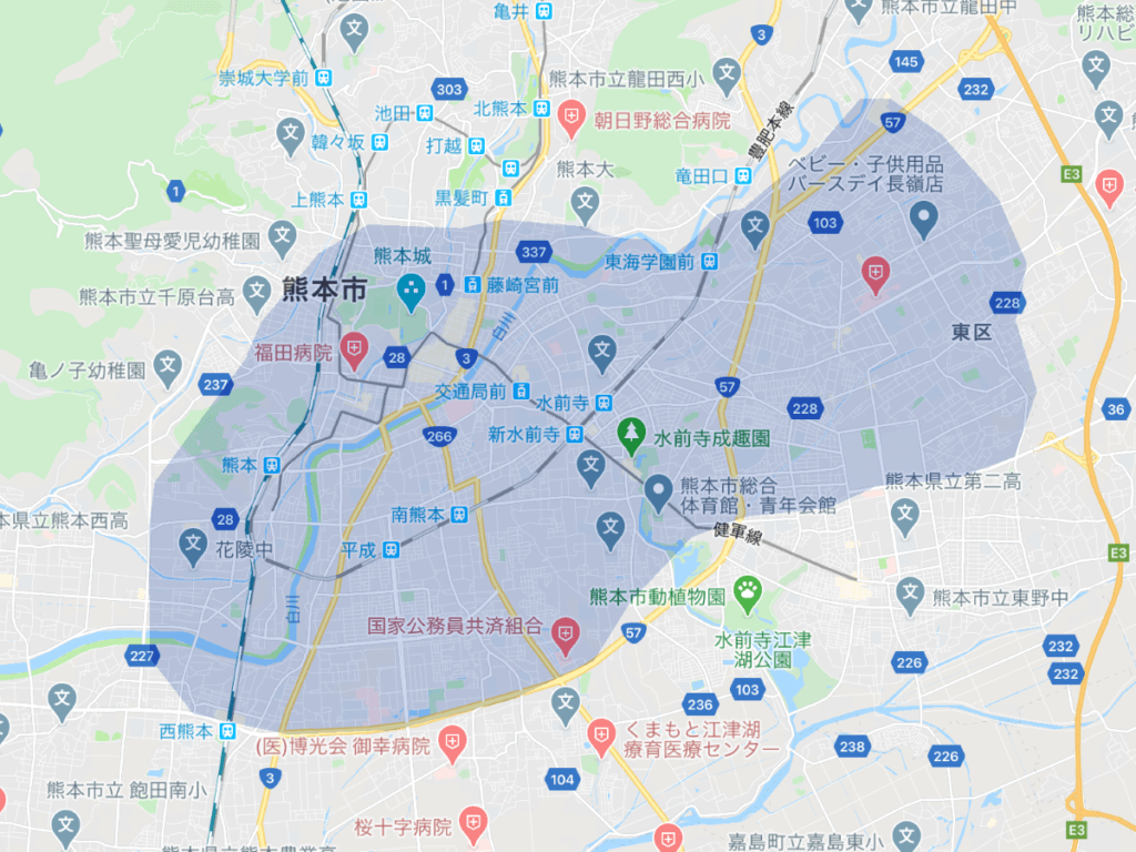 Uber Eats（ウーバーイーツ）熊本のエリア