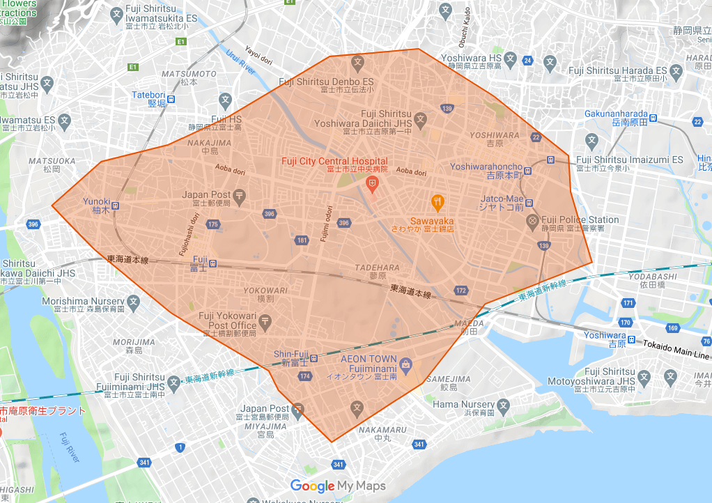 Uber Eats（ウーバーイーツ）静岡県富士市エリア