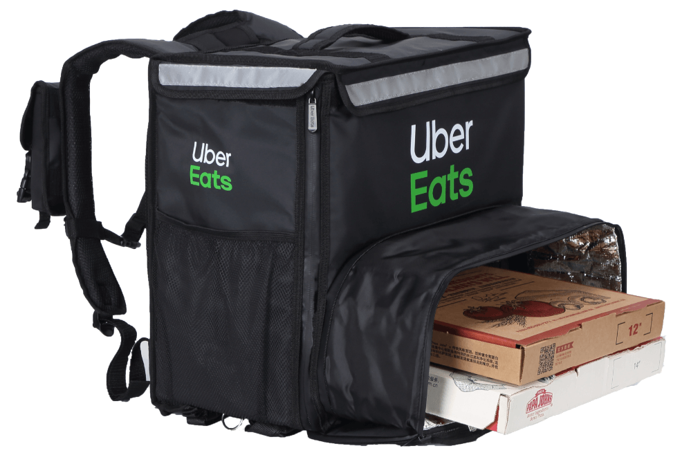Uber Eats公式配達バッグはバッグの下部が拡張する